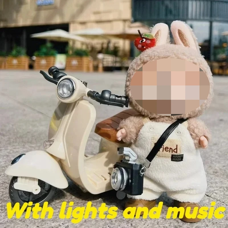 

For Labubu Doll Mini Electric Motorcycle Doll Accessories Fun Cute Doll Toys,With Lights and Music,DIY Kid Christmas Gift