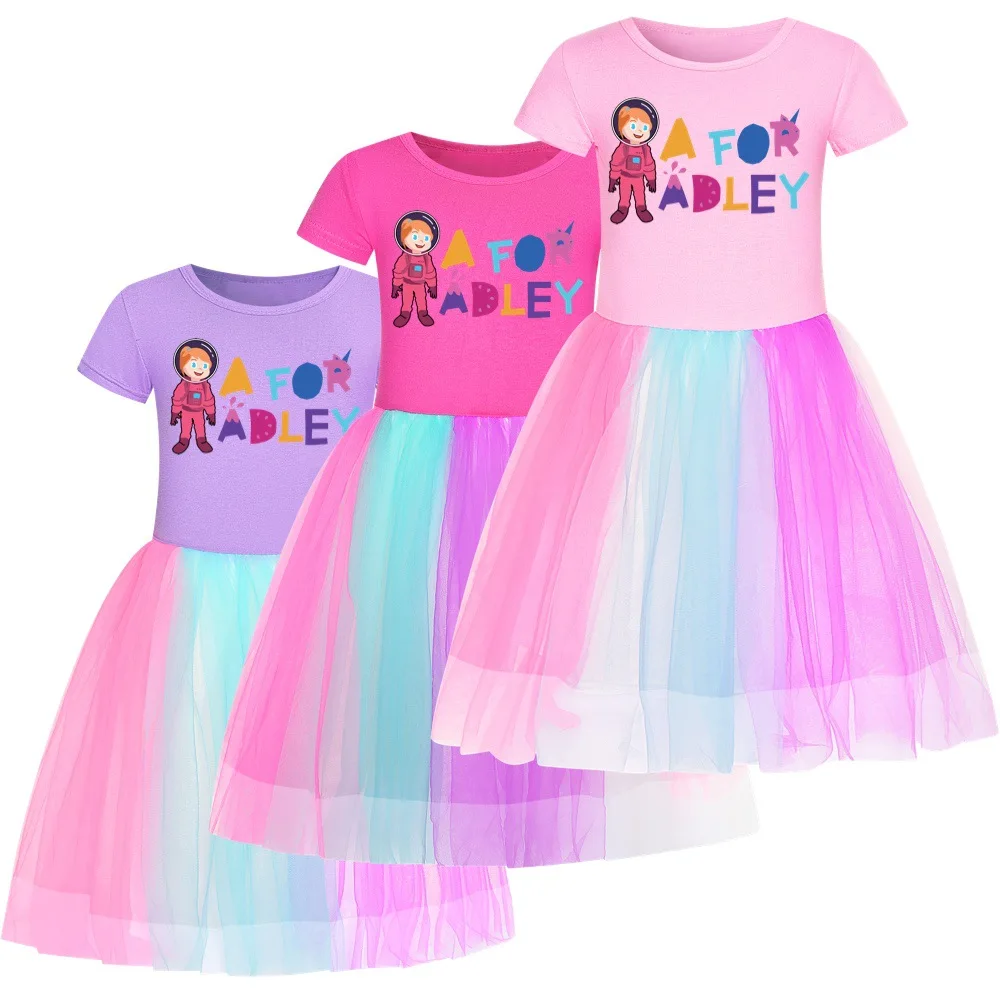 A for Adley Dresses for Girls 3-12 Years Old Cotton Girls Girls Sparkle Dress Unicorn Princess Dress for Girls Summer Clothes