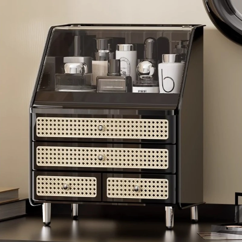 

Dresser, cosmetic storage box, desktop dust-proof bathroom, sink, skin care product shelf.