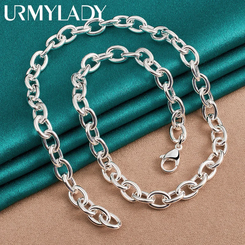 URMYLADY 925 Sterling Silver Link Chain 18 Inch Necklace For Men Women Wedding Party Fashion Jewelry