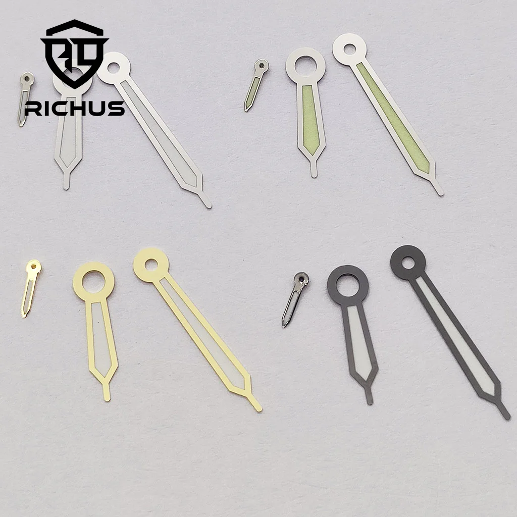 RICHUS Uhrzeiger, Silber, Gold, Uhrzeiger, grün leuchtend, passend für ETA 6497 6498 ST3600 Uhrwerk, Uhrenzubehör