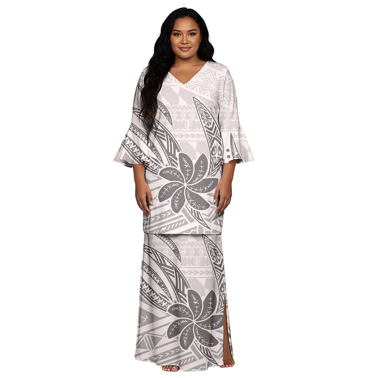Top da donna e gonne lunghe Set da 2 pezzi Abito stile isola del Pacifico Personalizzato Abiti da ballo per feste Samoani Puletasi Tonga Puletaha
