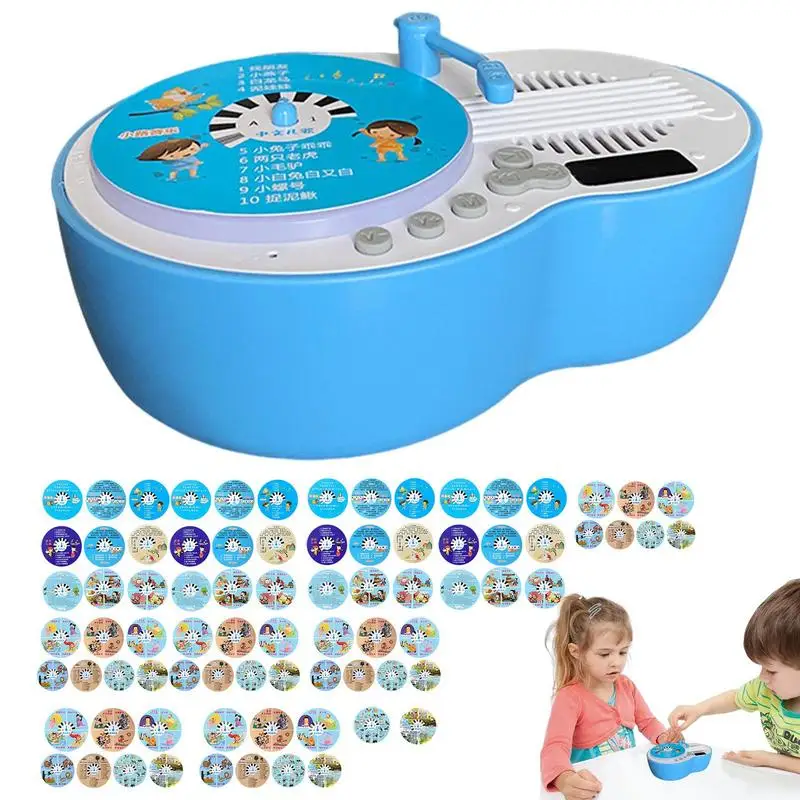 

Kids Gramophone Children's Phonograph Story Music Player Interactive Educational Storytelling Toys With 84 Cards For Boys &