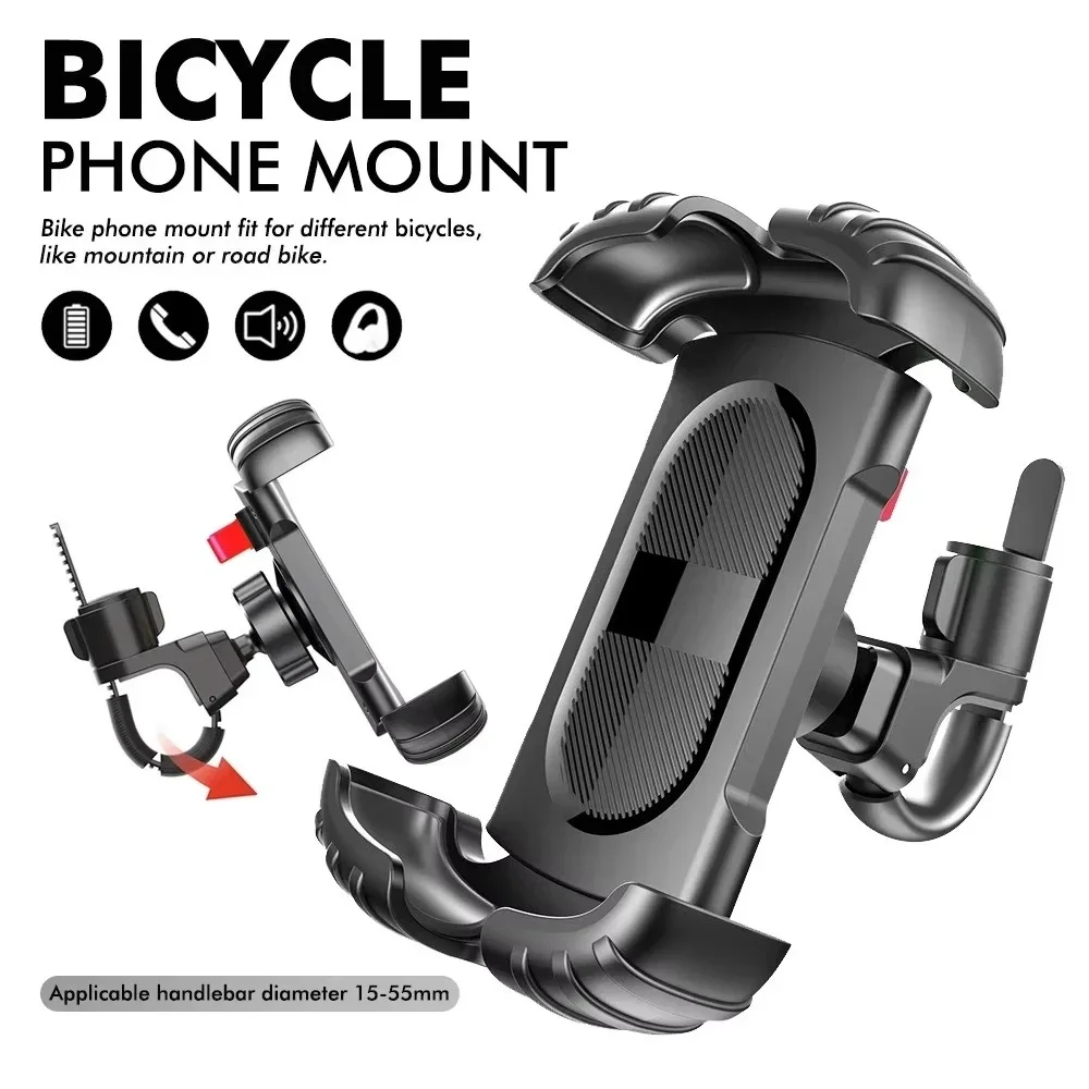 360° Rotatable Bike Motorcycle Phone Holder Adjustable Shockproof Non-Slip Bracket Mount 4.7-7 Inch GPS Navigation Phone Holder