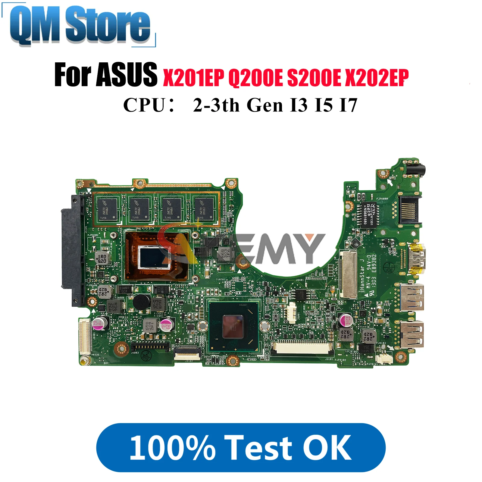 

X202E Материнская плата для ноутбука ASUS VivoBook S200E X202EV X202E X201EP Q200E X202EP Материнская плата с процессором I3 I5 I7 100% tests OK stk