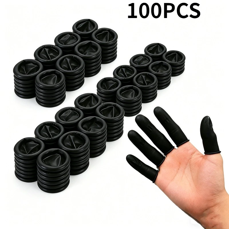 100PCS Black Disposable Finger Gloves Multifunctional Detail Cleaning Fingertip Working Beauty Hairdressing Tattoo Tools