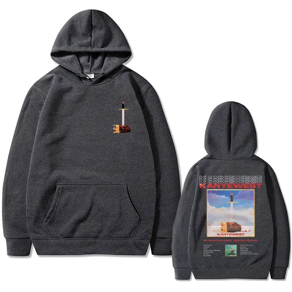 Rapper Kanye West Late My Beautiful Dark Twisted Fantasy Print Hoodie Men Fleece Cotton Sweatshirt Man Hip Hop Oversized Hoodies