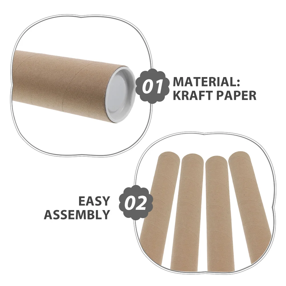10 قطعة أنابيب بريد ورق الكرافت قوي مستدير من الورق المقوى اسطوانة ملصق تخزين أنبوب للشحن التعبئة الفنية يطبع الخرائط