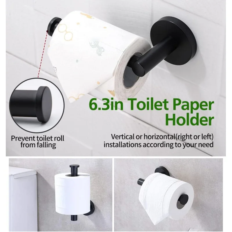 Bathroom Hardware Set, 24in Retractable Hand Towel Bar with, Towel Ring, 2pcs Multifunctional Robe Hooks (5