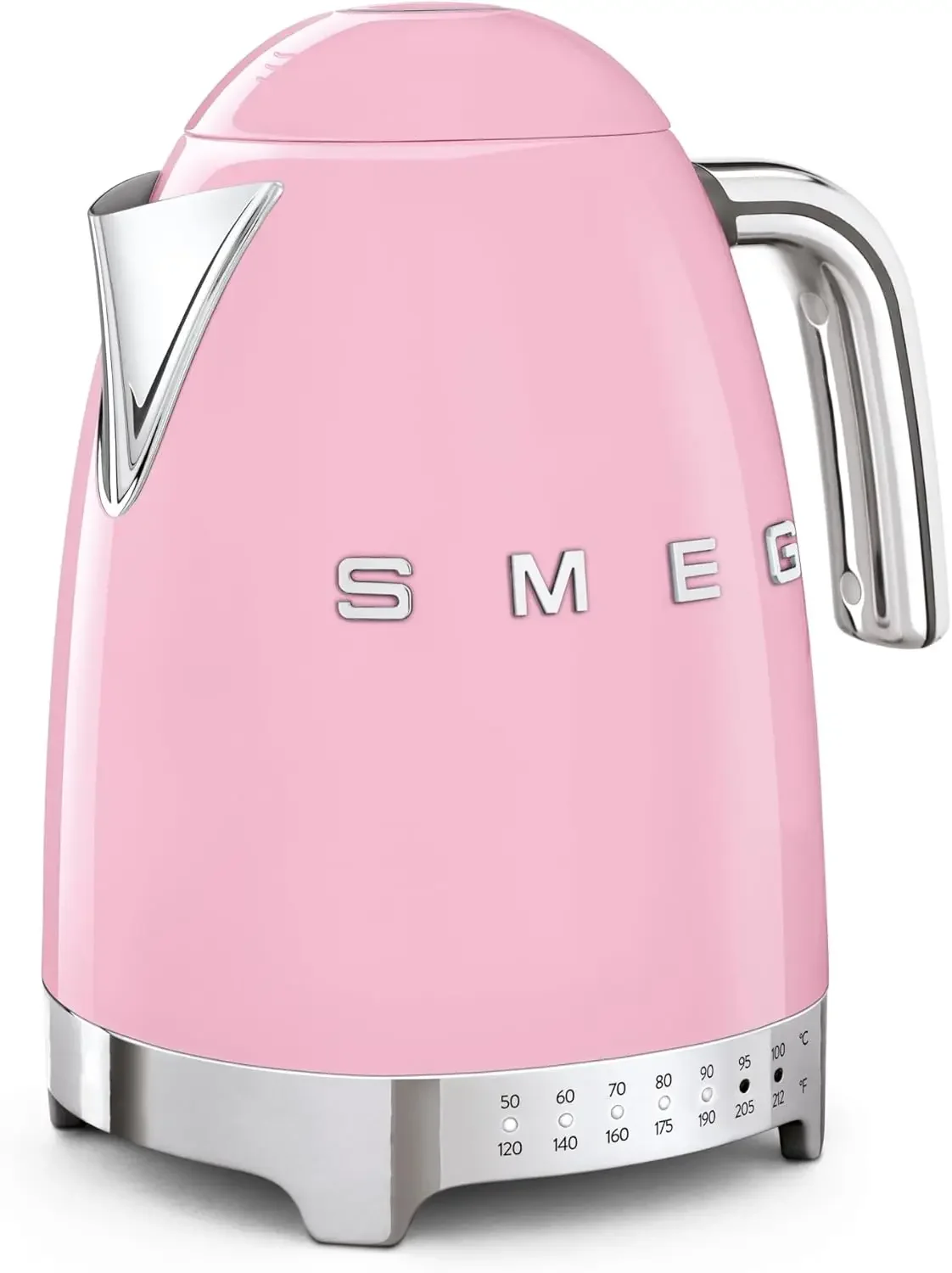 

50's Retro 7 Cup Stainless Steel Variable Temperature Electric Kettle with 7 Temperature Settings, Led Display, Swivel Base