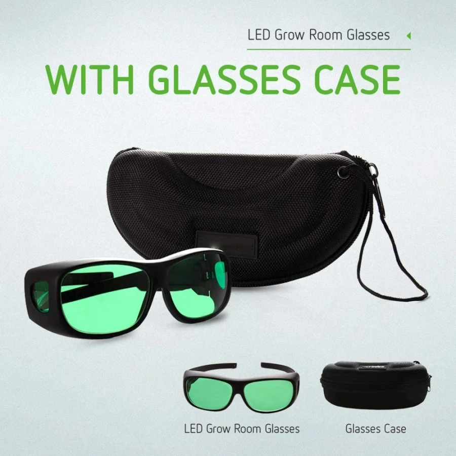 Plant Light Eye Protect LED Grow Room Glasses with Glasses Case UV Polarizing Goggles for Grow Tent Greenhouse Eyewear