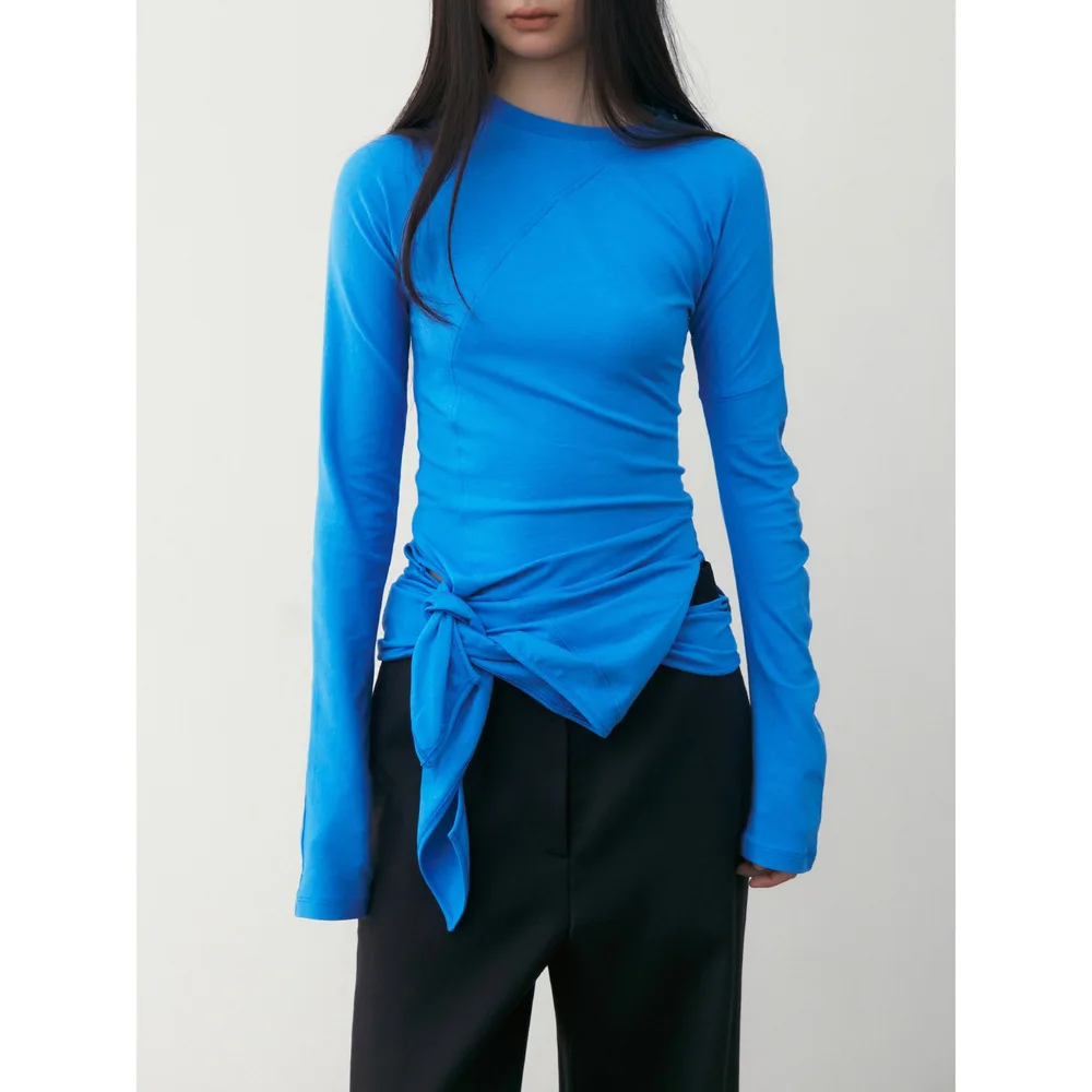 2025 Early Autumn Fashion Slim-Fit Irregular Long-Sleeved T-Shirt For Women