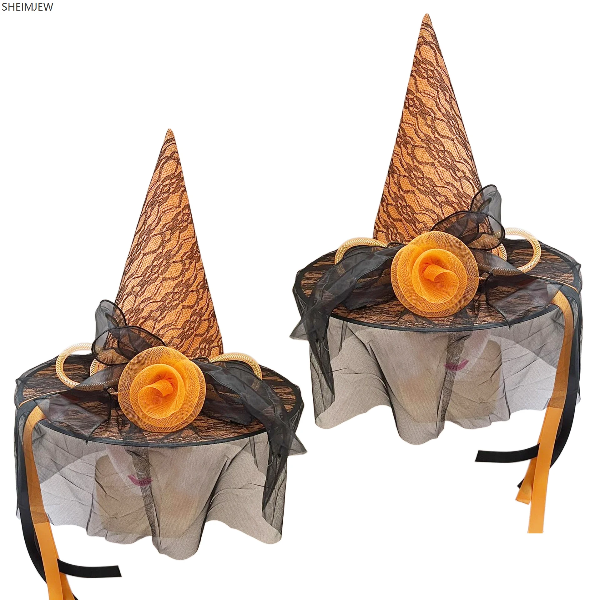 

Witch Hat Halloween Hat Decoration Props Adult Children Role Play Witch Mesh Headdress Witch Day Of The Dead Makeup Accessories