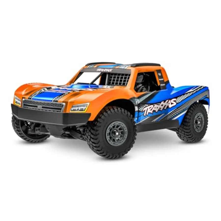 

Mini Slash 4X4 for off-road racing, durable ABS plastic body, vibrant orange finish, enhanced suspension and high-speed perform