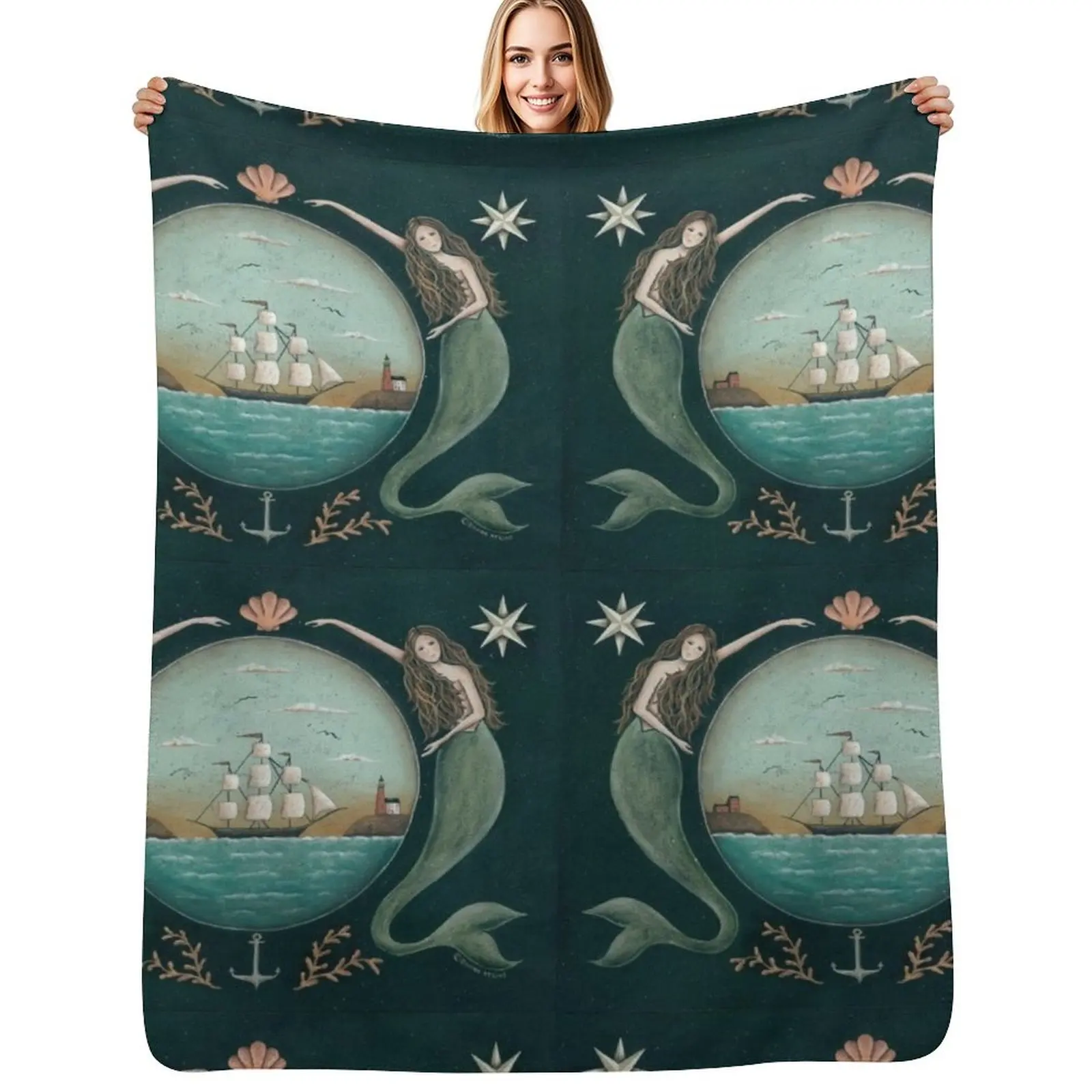 Sirens of the Sea by Donna Atkins Throw Blanket Bed linens Kid'S Thins warm winter Cute Plush Blankets