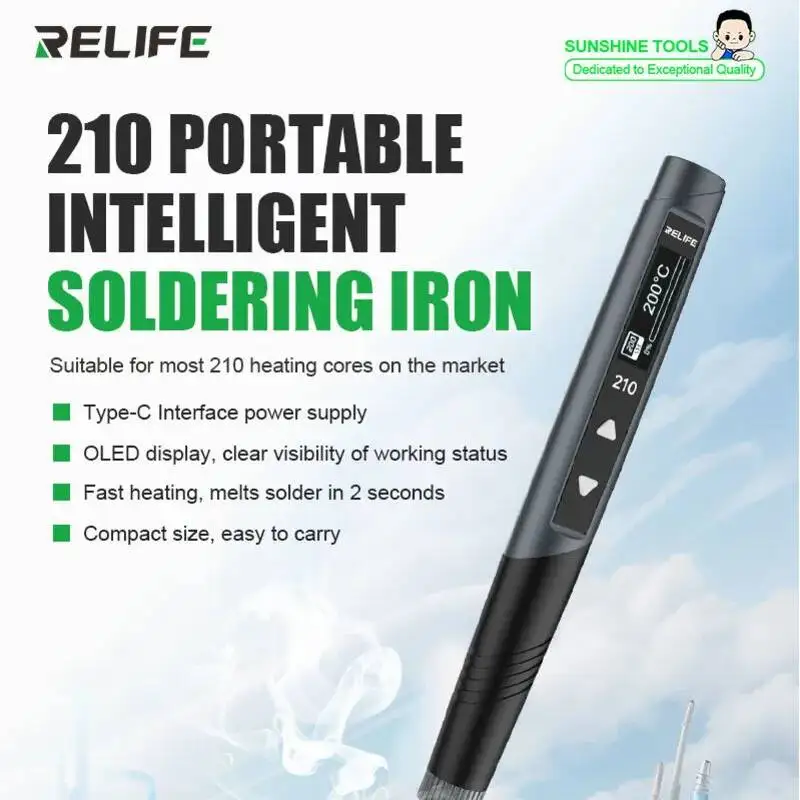 

RELIFE 210 60W Portable Intelligence Soldering Iron High Power Heats Up Quickly Easily Repair Melts Solder Inductive Sleep Mode