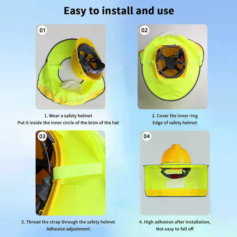 Summer Sun Shade Safety Helmet Neck Shield Helmets Reflective Stripe Safety Cap Hat For Construction Worker