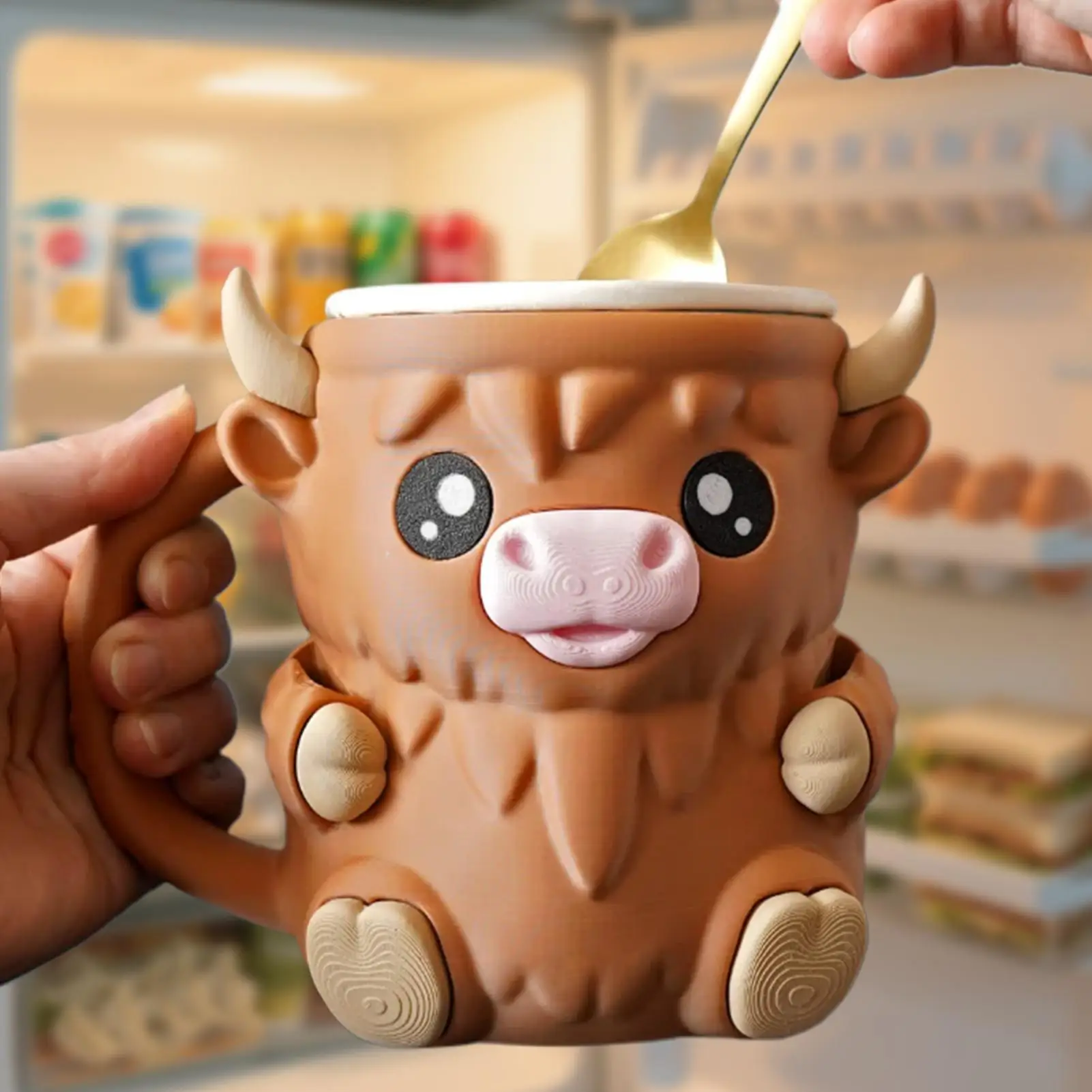 الآيس كريم باينت حامل المرتفعات البقرة الحلوى حوض حامل الآيس كريم الزخرفية مع مقبض التجمد لأداة المطبخ مزيج الزبادي #3