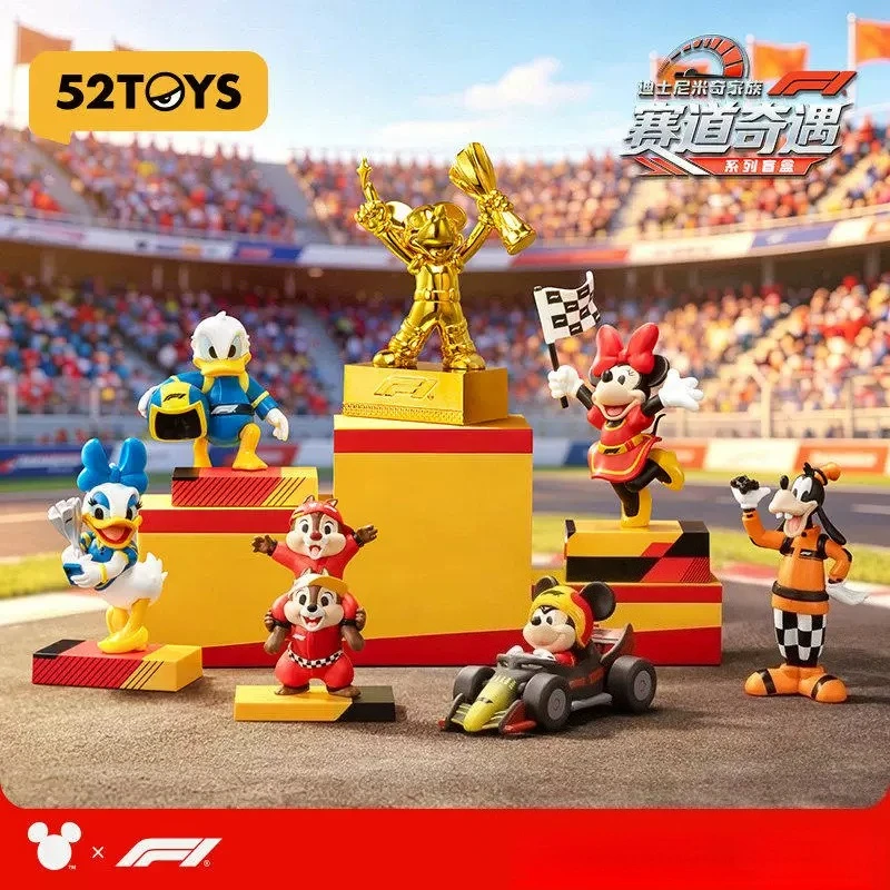 52toys-mickey-family-f1-race-track-adventure-blind-box-kawaii-figure-toy-desktop-ornaments-surprise-bag-pendant-collectible-gift