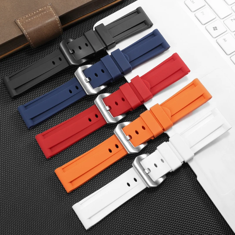 Universal Silicone Watchband Of Various Brands 22/24/26mm Men's Camouflage Rubber Strap