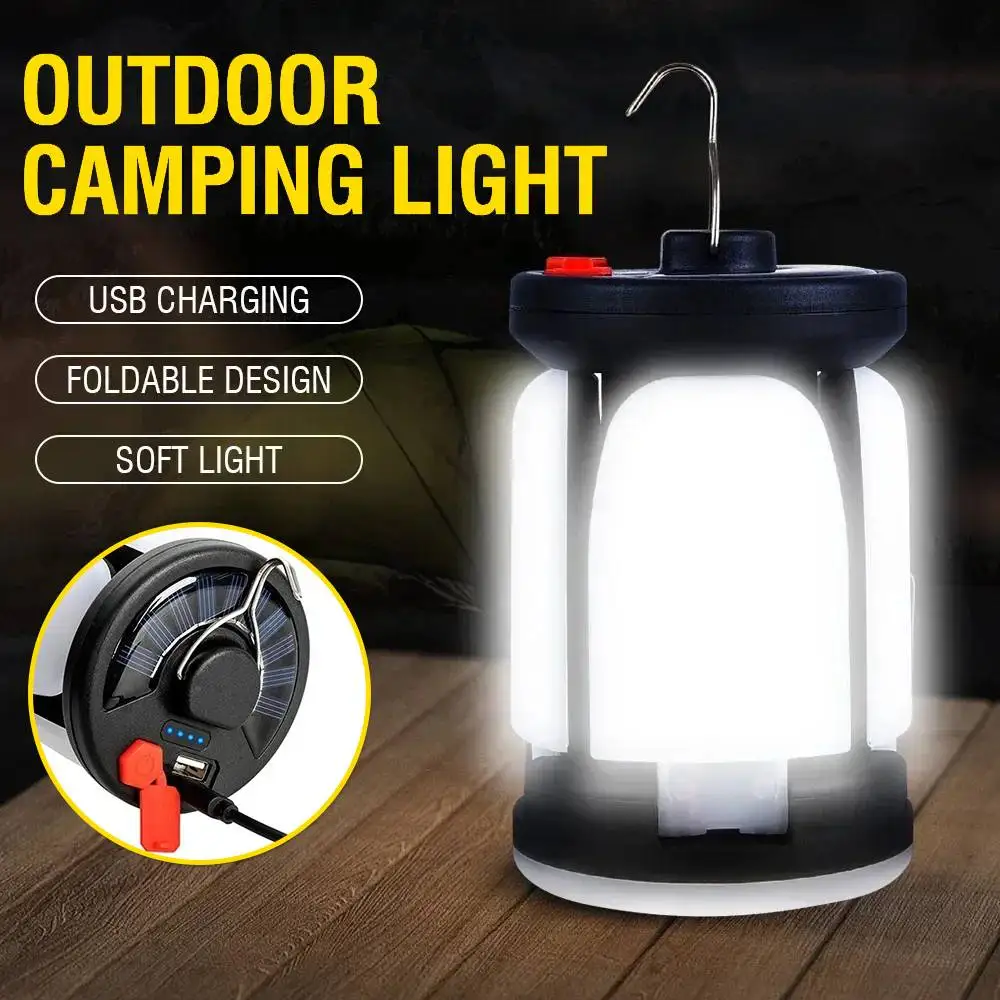 Camping Light Powerful Solar LED Lamp 4500mAh Rechargeable 1000LM Emergency Power Bank Foldable 6 Light Mode for Camping Fishing