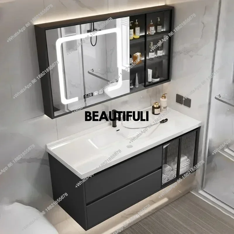 

Скандинавская керамическая встроенная раковина, умный шкаф для ванной комнаты, туалет, черные шкафы для хранения в ванной комнате, набор с зеркалом, мебель для дома