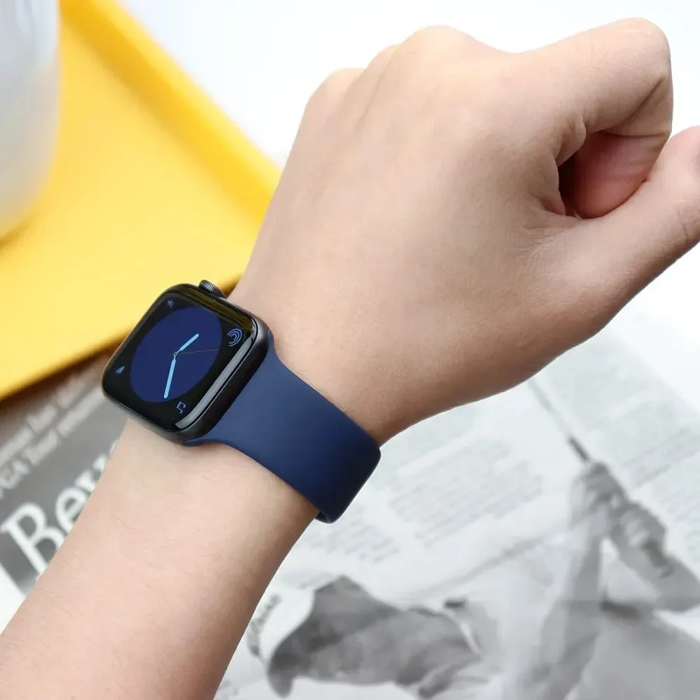 Silicone Straps For Apple Watch Band 44mm 40mm 45mm 41mm original 1:1 bracelet sport bands series 8 7 se 3 4 5 6 9 ultra 2 49mm image 5