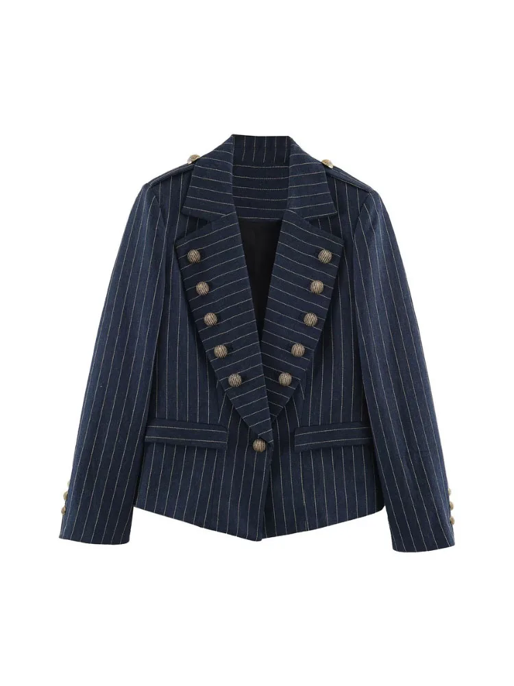 HH Comfortable Fashion Navy Coat Women Spring Autumn Soft Long Sleeve Lapel Relaxed Fit Casual Daily Versatile Outerwear