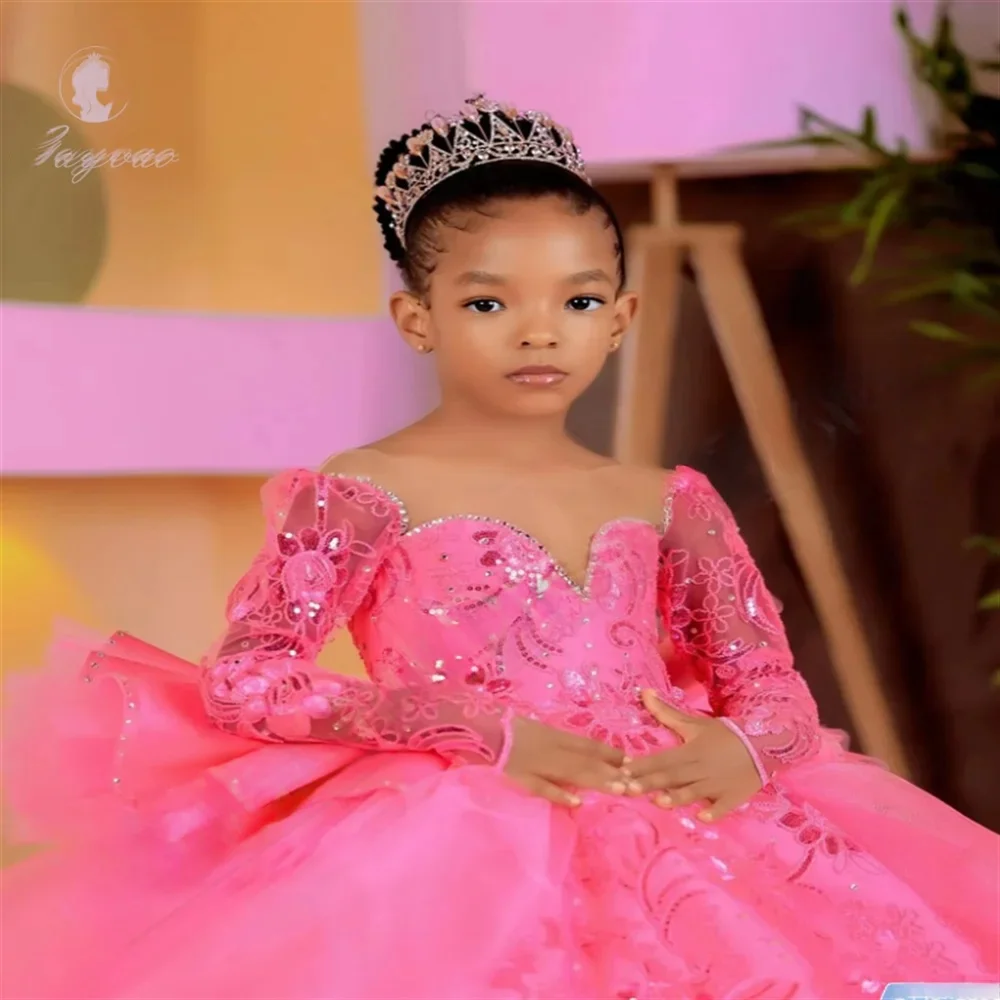 Abito da ragazza di fiori Abito da sposa Primo abito da festa di Natale Abito da cerimonia formale per bambini con ricami e volant