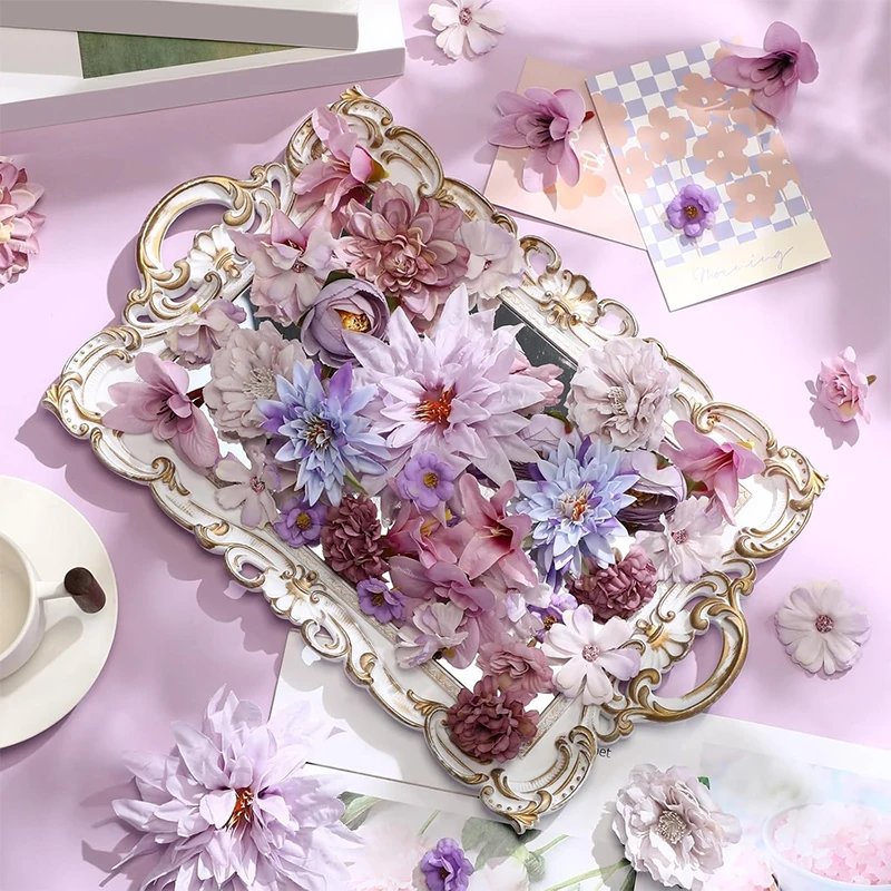 20 قطعة/الحقيبة 4.5 سنتيمتر الأرجواني الحرير ارتفع الاصطناعي الإقحوانات زهرة رؤساء للحرف إكليل حفل زفاف DIY بها بنفسك غرفة المنزل ديكورا ورد صناعي