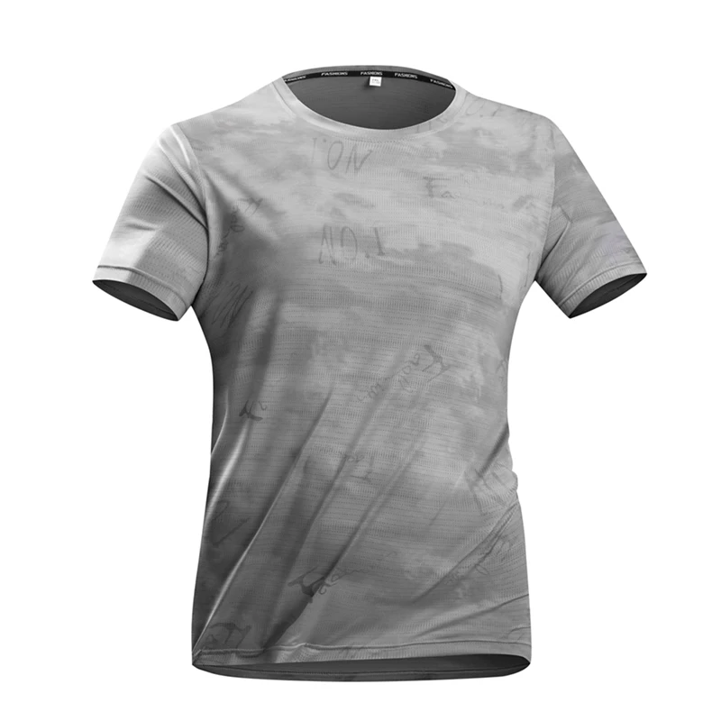 NEW Mem's Camouflage Running T-shirt Summer Ice Silk Thin Sportswear Tops Quick Dry Short Sleeve Breathable Fitness T-shirts Man