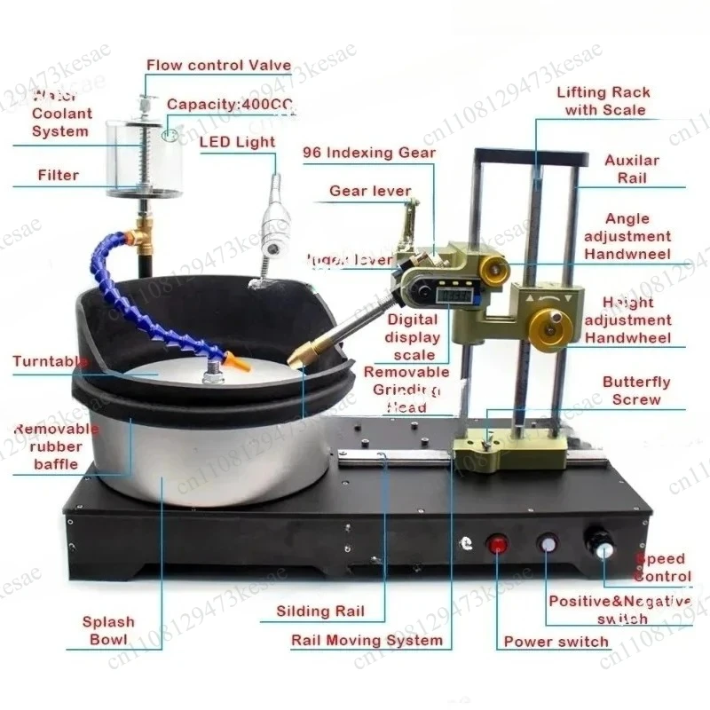 Precision Gemstone Faceting Machine | Digital Angle Manipulator & Flat Grinder 0-2800RPM for Jewelry Polishing