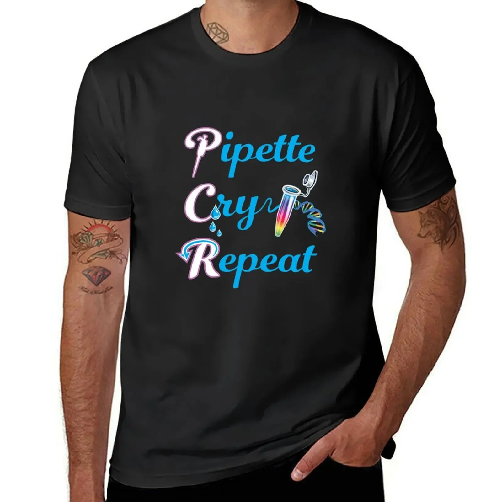 

PCR Pipette Cry Repeat Funny Design for DNA Biotechnology Lab Techs and Scientists T-Shirt shirts graphic men clothing