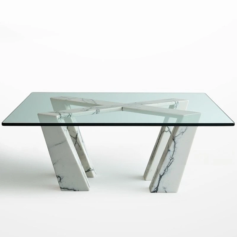 

Italian Minimalist Natural Marble Dining Table and Chair Combination Rectangular Light Luxury High-end Personality