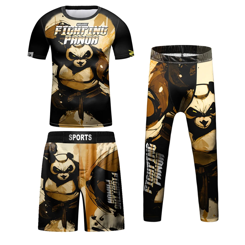 New Kid MMA Compression T-Shirt+Pant Rashguard Kids 4PCS/set  Sport Gym Muay Thai Shorts Children Boy Jiu Jusit Bjj MMA Clothing