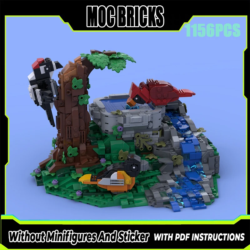 정교한 신제품 MOC 블록 아트 모델 사계절 새 연못 기술 모듈형 어린이 장난감 DIY 조립 세트