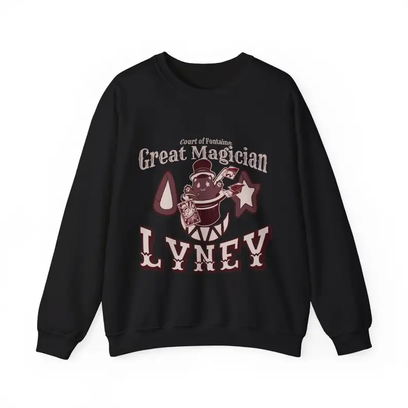 Lyney Vintage Great Magician Of Fontaine Cute Grim Malkin Cat Aesthetic Genshin Impact Cozy Heavy Blend Unisex Crewneck Sweater