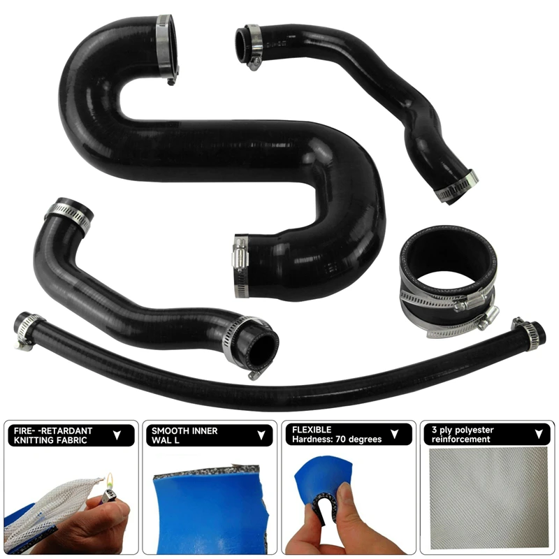 لسوبارو امبريزا 2.0L/2.5L المبرد المشابك خرطوم السيليكون عدة WRX 2002-2007 و STI 2004-2007 أسود/أزرق/أحمر #4