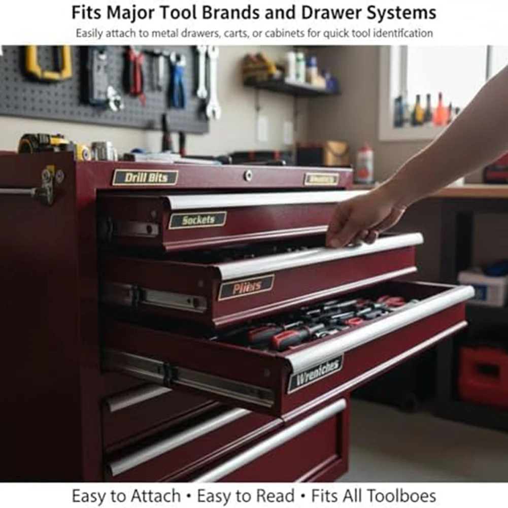 Magnetic Toolbox Labels Toolbox Stickers For Drill Bits Screwdrivers Socket Wrenches, Hammers, Pliers  Categorized Organized