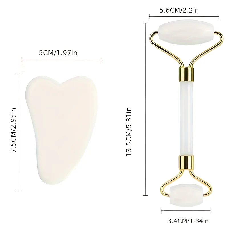 1Set Heart-shaped Scraping Plate Set, Resin Double Head Massage Roller Facial Beauty Roller Skin Care Tools