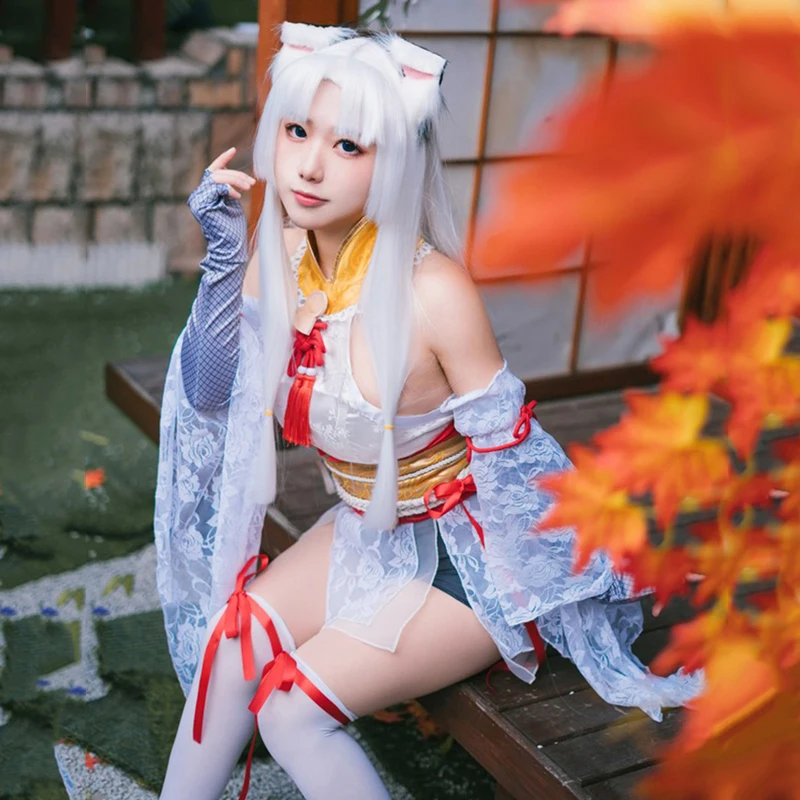 

NARAKA Bladepoint cos Kurumi Cosplay Otaku Kaori cos Black and White Sexy Cheongsam Game Skin Female Costume H