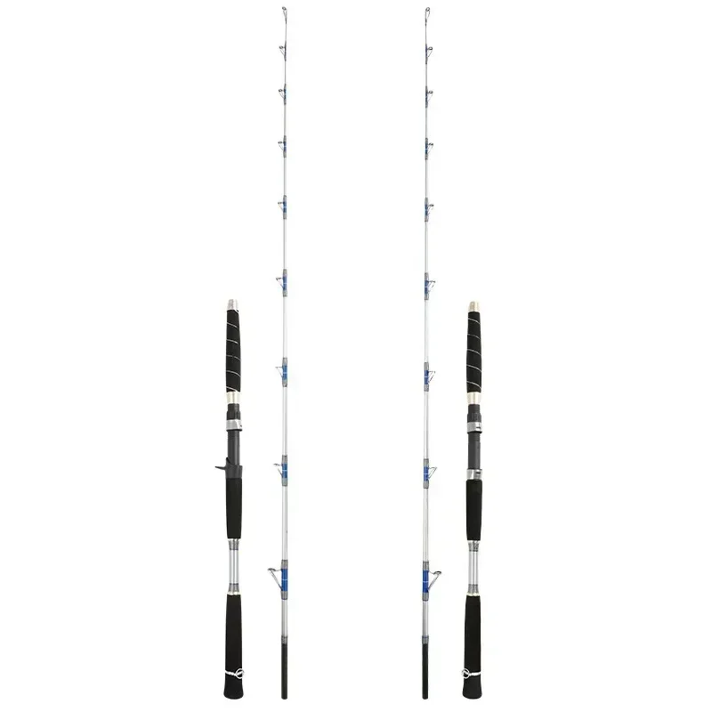 Boat Fishing Pole,Straight Handle Scalable,1.6/1.8/1.95/2.1m,Solid Fiberglass Rod Slightly, High Strength Corrosion Resistance