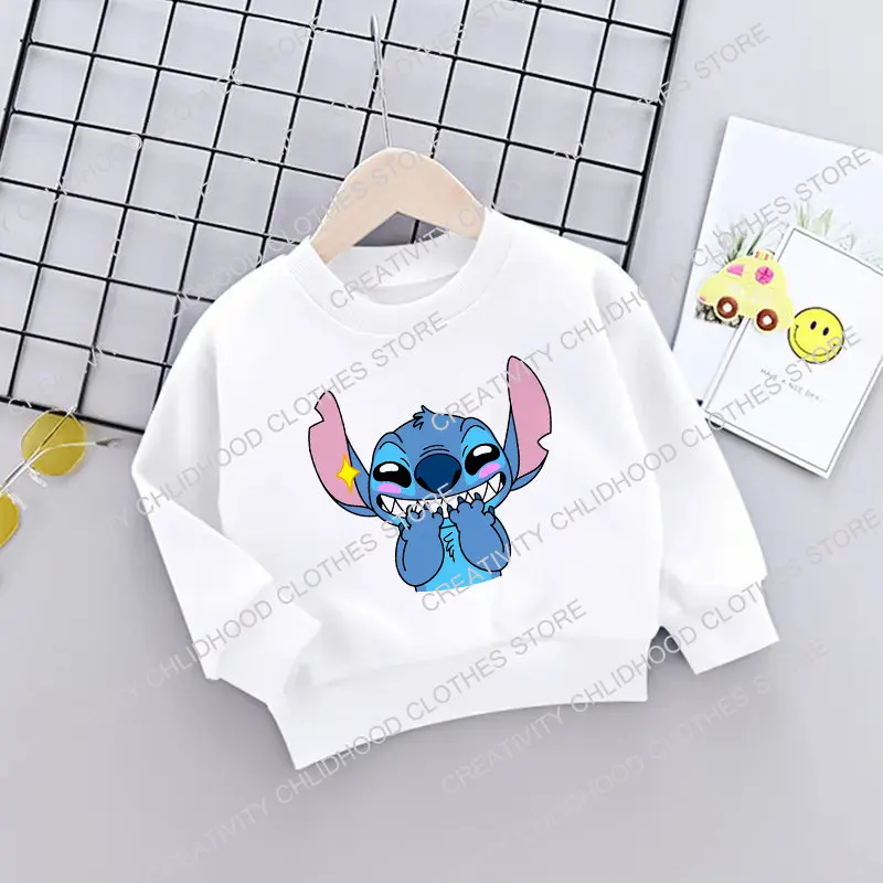 Stitch Children Baby Sweatshirt Kawaii Disney Pineapple Pullover Fashion Harajuku Anime Cartoons Casual Clothes Girl Boy Kid Top