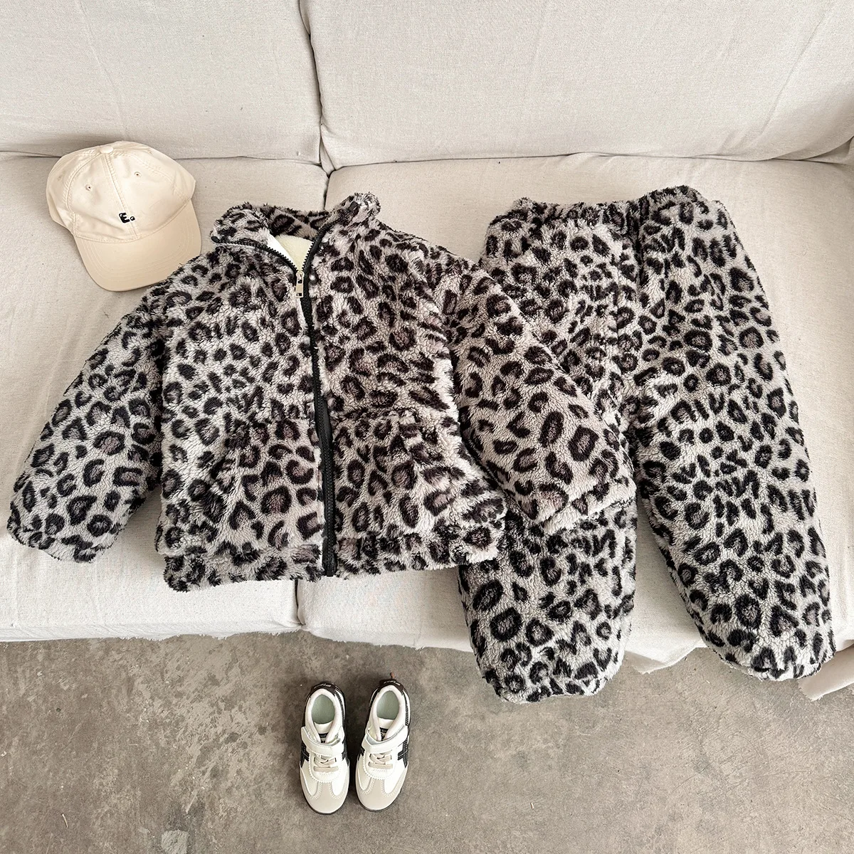 أطفال بنين بيجامة قطعتين مجموعة الكرتون الجاكار رشاقته الدافئة طفل الفتيان الوقوف طوق سترة مرونة الخصر الفتيات الصغيرات بانت #3