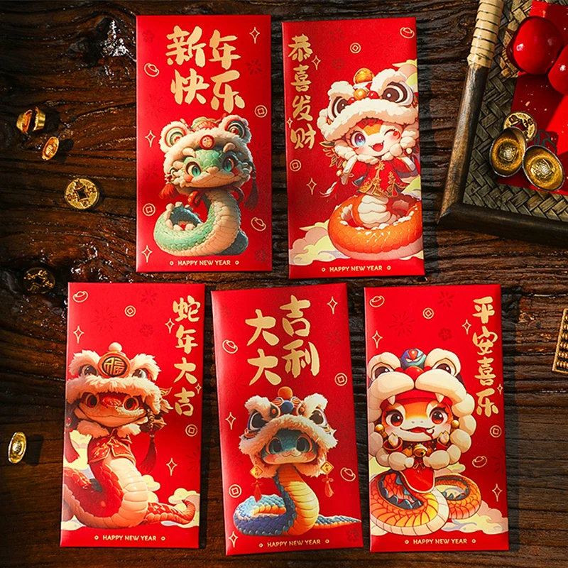 

New 2025 Chinese Snake Year Red Envelopes Creative Spring Festival Red Packet Traditional Lucky Money Pockets New Year Gifts