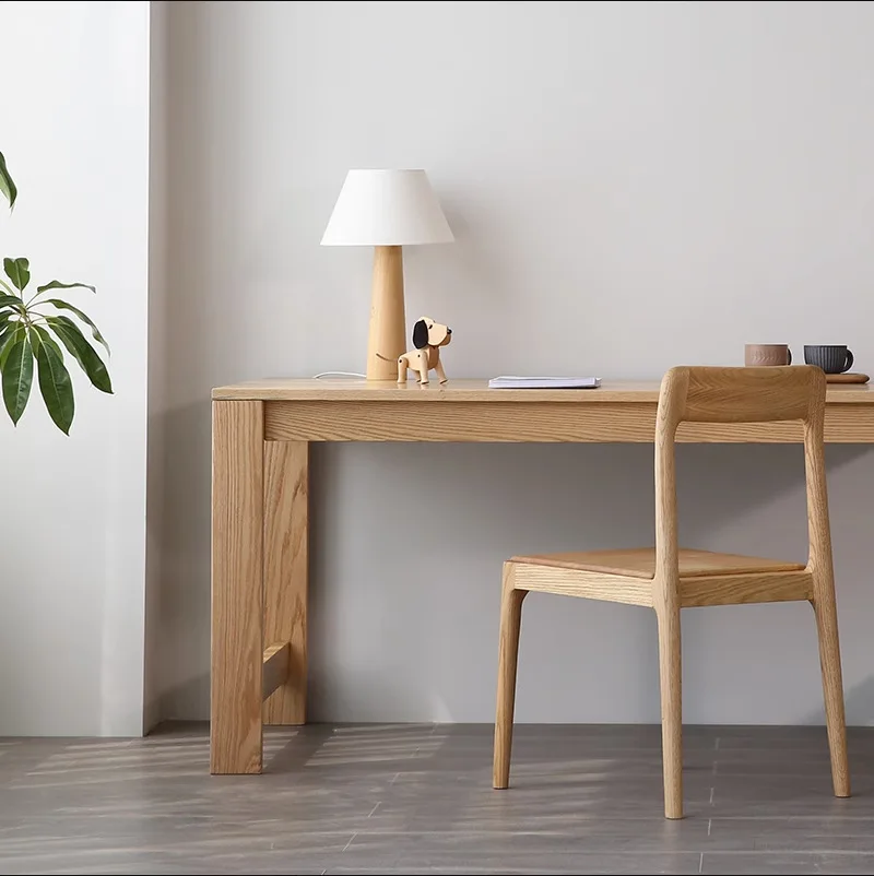 Red oak study desk wind log solid wood dining table computer desk household small apartment