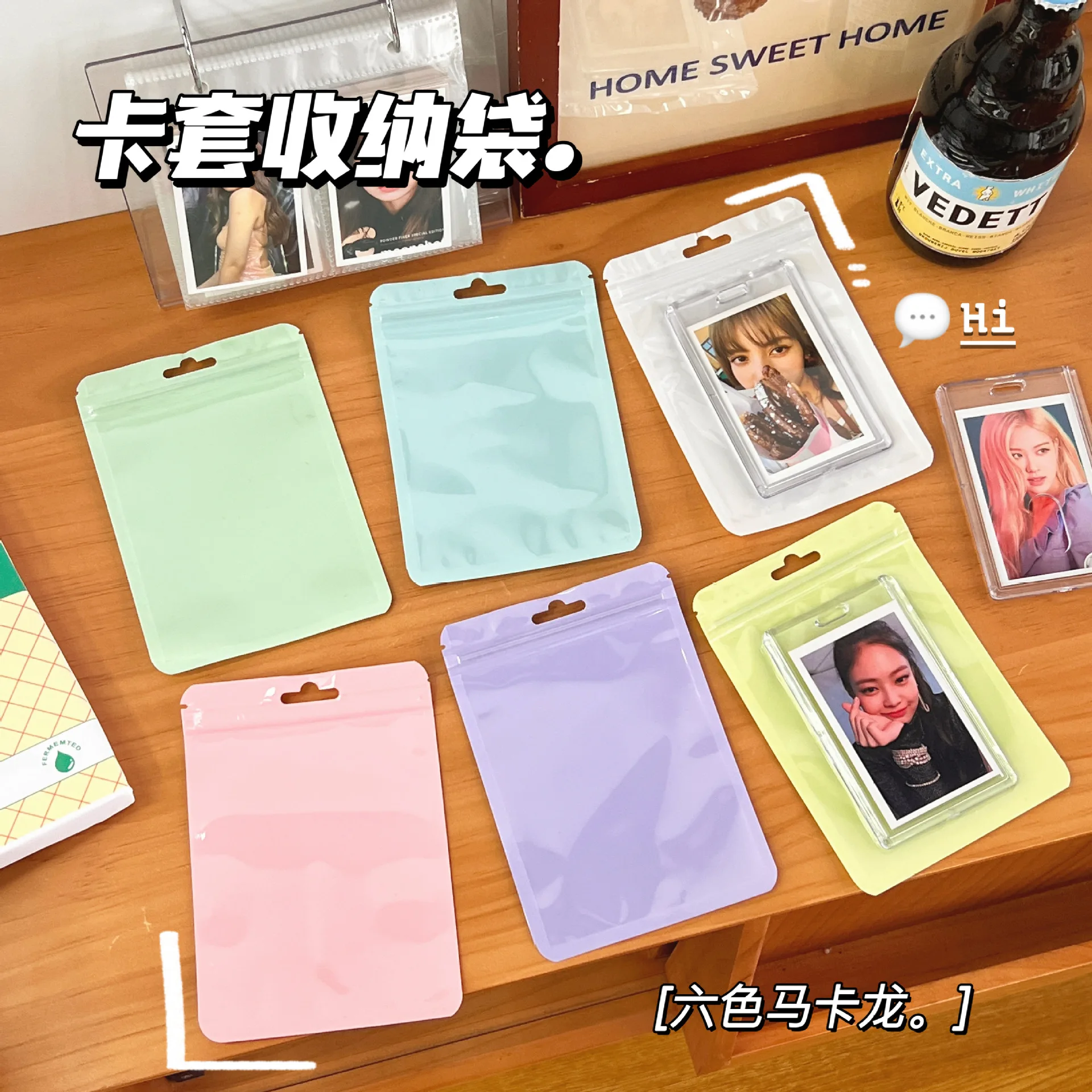 Coreano Toploader Card Photo Storage Bag, INS, Candy Color, Idol Postcards Protective Case, Papelaria, 10Pcs Pack
