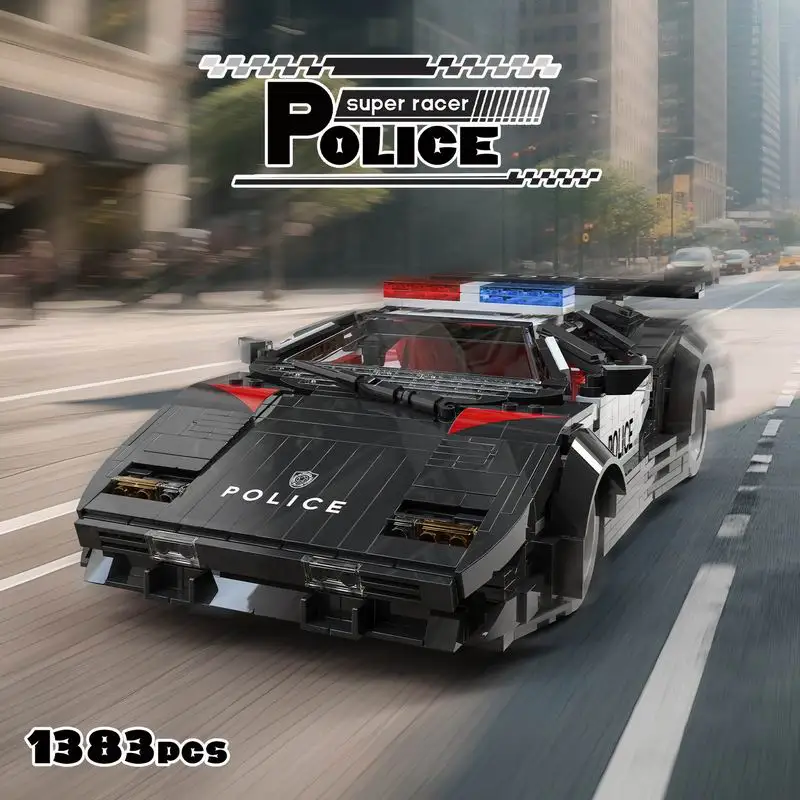 66121 Stad Politie Sportwagen Model 1383 stks Bouwsteen Set DIY Assemblage Bouwsteen Modellen Speelgoed Kerstcadeaus