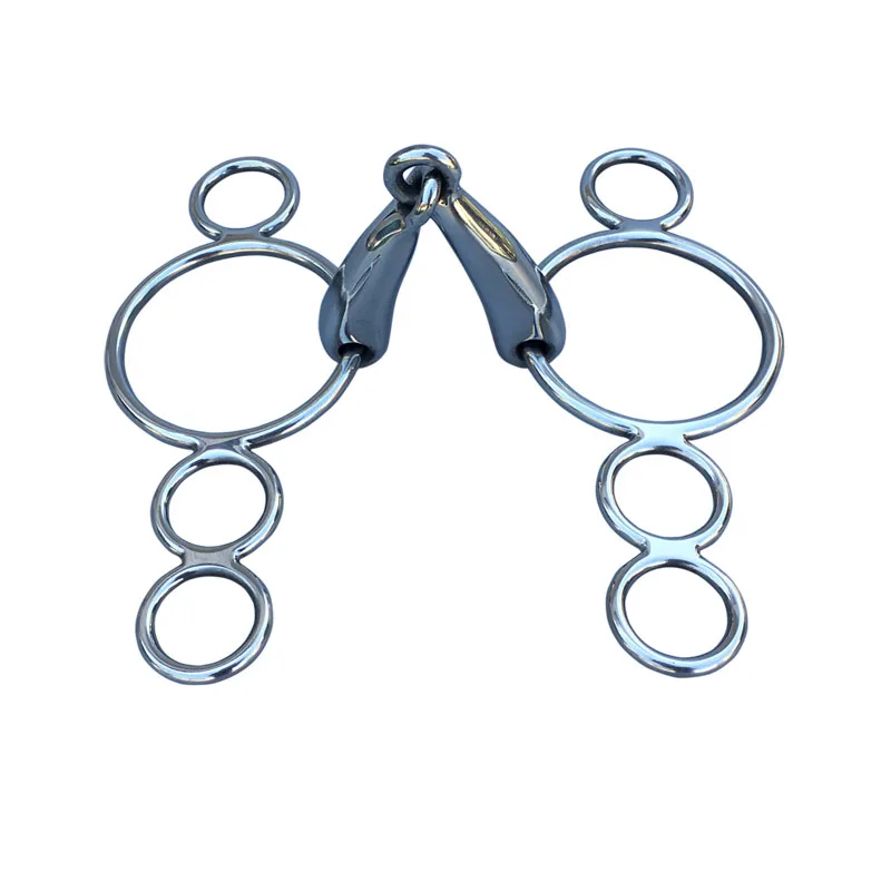 Stainless Steel Continental Gag Bit Horse Equipment  4 Ring Hollow Mouth Dutch Gag Bit 5 Inch