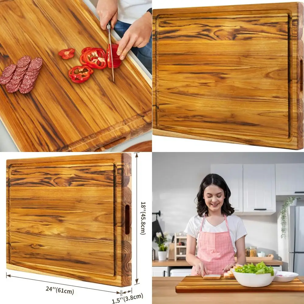 

Extra Large Teak Chopping Block, Sturdy Kitchen Board for Meat & Veg, XL Size (24 x 18)